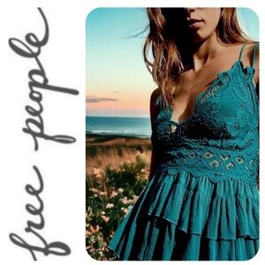 Free People Teal Adella Lace Ruffle Tiered Camisole CHOOSE COLOR